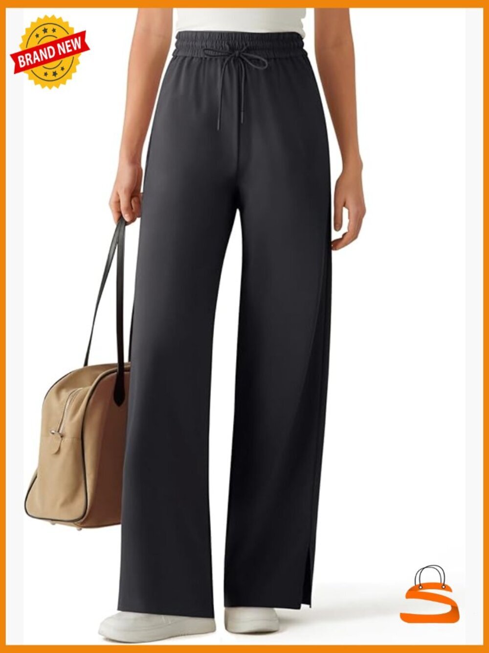 Chillwhisp Drawstring Wide Leg Pants Side Slit Flowy Travel Beach Pants Summer